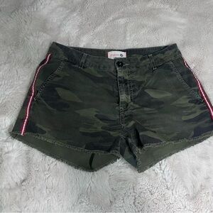 Forever 21 Green and Pink Cargo Shorts with Sporty Stripes